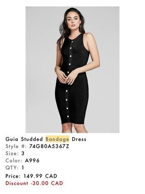 Guess by Marciano Black Stud-Front Bodycon Mini Dress
